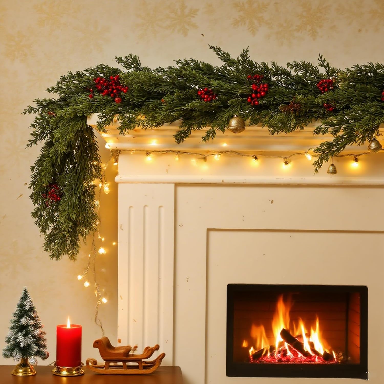 Rattan Plant Basket - Artificial Plants Christmas Tree Cypress Leaves