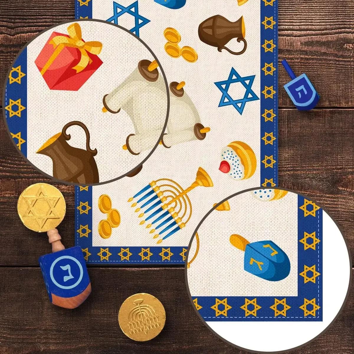 Hanukkah Linen Table Runner Pa - Linen Table Runner recension och pris