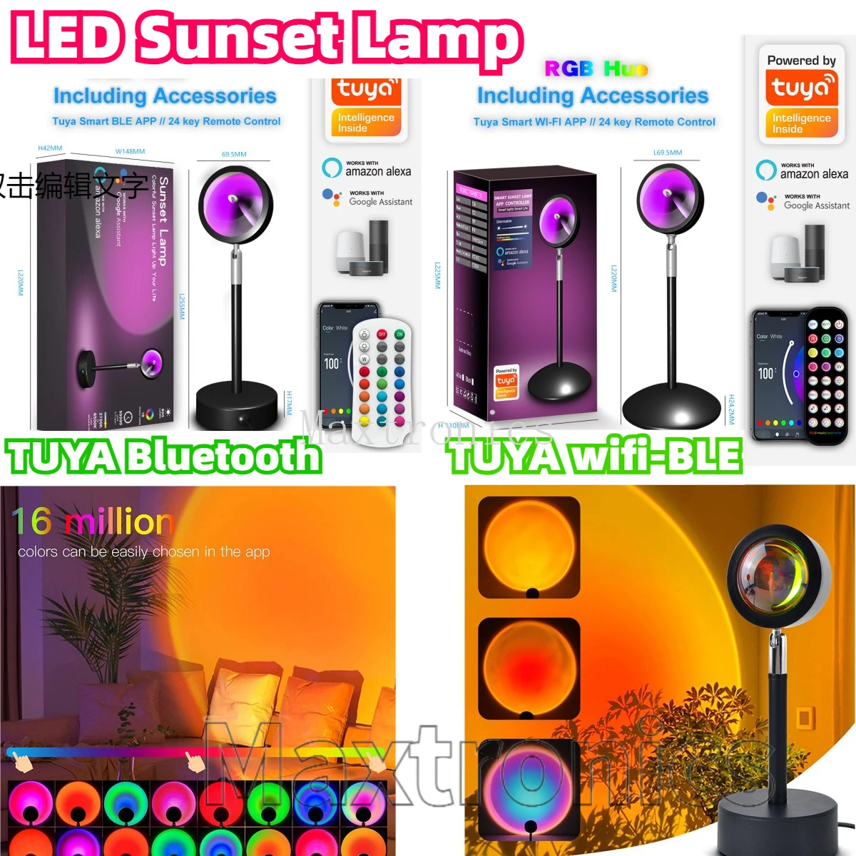 LED Sunset Lamp TUYA Bluetooth - Home Decor Free App recension och pris
